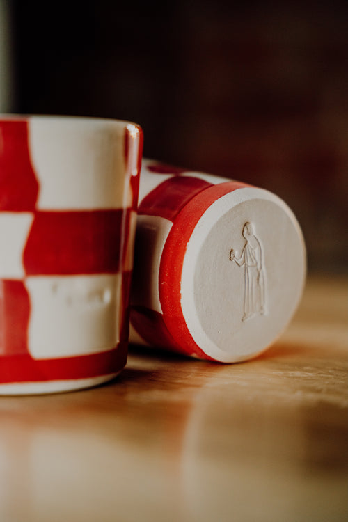 6oz checkered coffee tumbler set